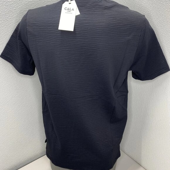 NEW CALA  1789 Vasco Trieste Embossed Fabric Breathable Polo Shirt Black Size L - Picture 6 of 8